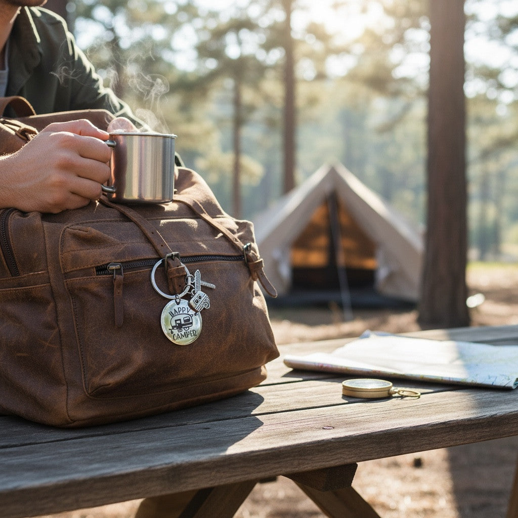Bergverliebt® Schlüssel-/Taschenanhänger "Happy Camper"