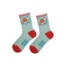 Bambussocken "Highlandkuh" Grün/Rot, Größe 36-40