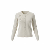 Strickjacke „Alpenblüte“, hellbeige
