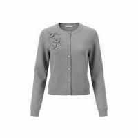 Strickjacke „Alpenblüte“, Hellgrau