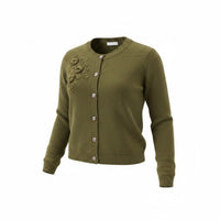 Strickjacke „Alpenblüte“, Olive