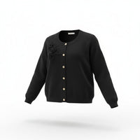 Strickjacke „Alpenblüte“, Schwarz