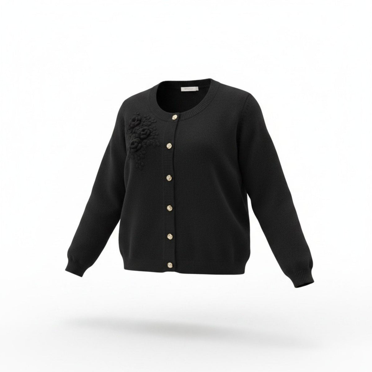 Strickjacke „Alpenblüte“, Schwarz