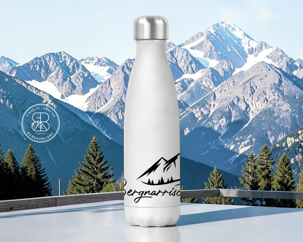 Bergverliebt® Edelstahl-Thermoflasche "Bergnarrisch" weiß 500 ml