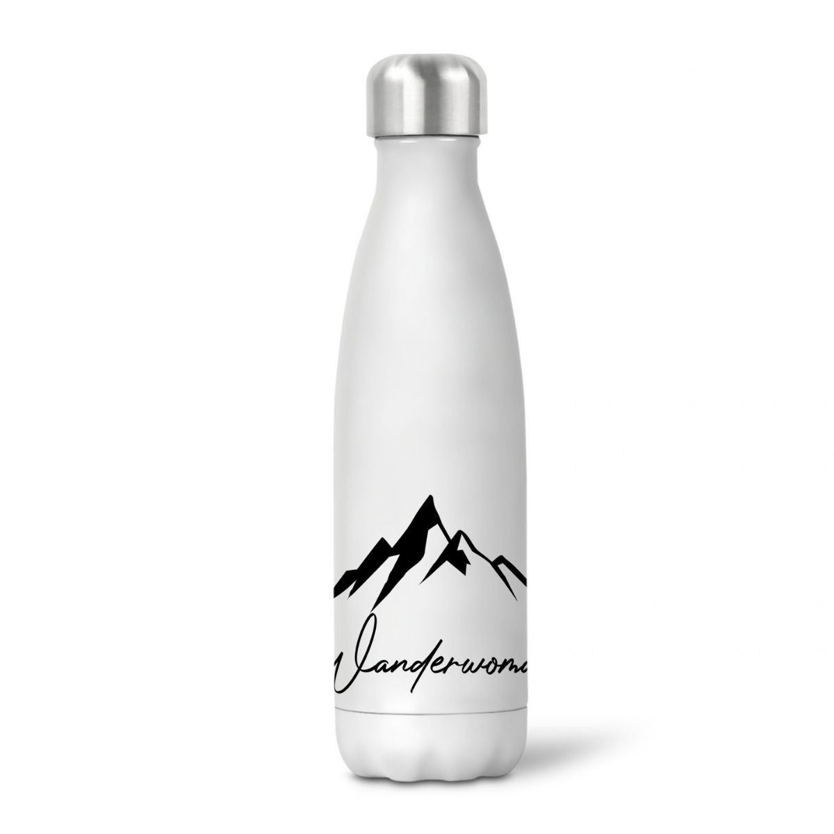 Bergverliebt® Edelstahl-Thermoflasche "Wanderwoman" weiß 500 ml