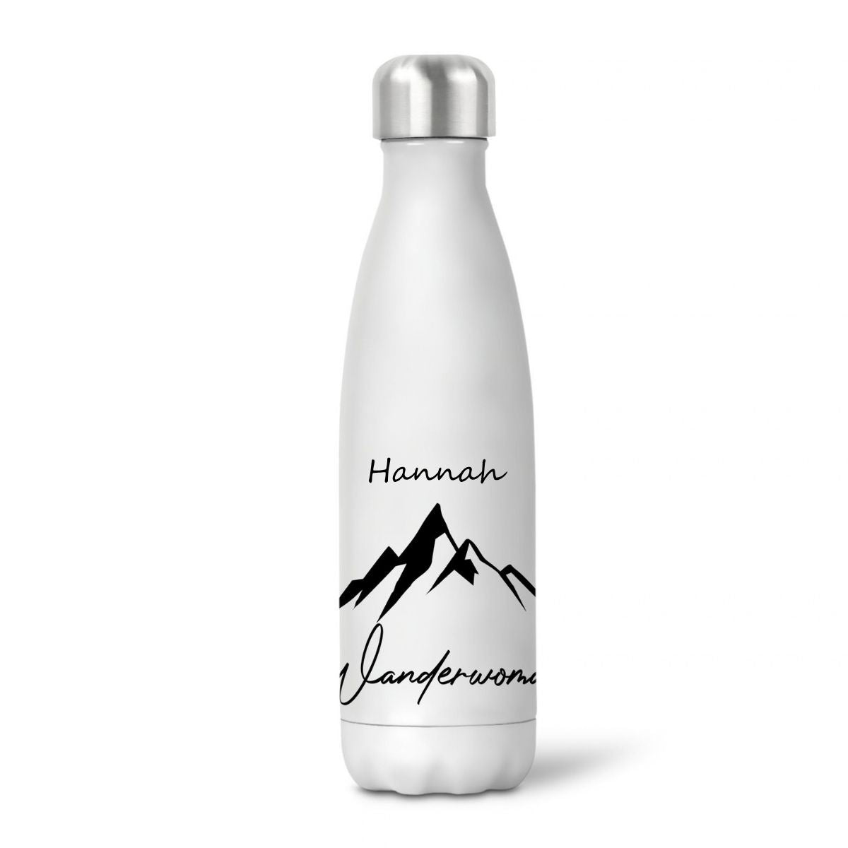 Bergverliebt® Edelstahl-Thermoflasche "Wanderwoman" weiß 500 ml