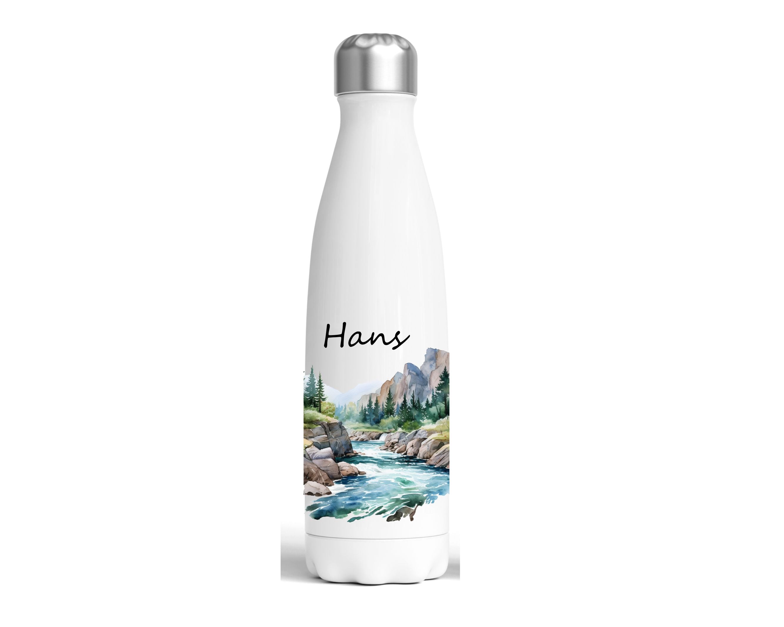 Edelstahl-Thermoflasche "Wuids Wasser" weiß 500 ml