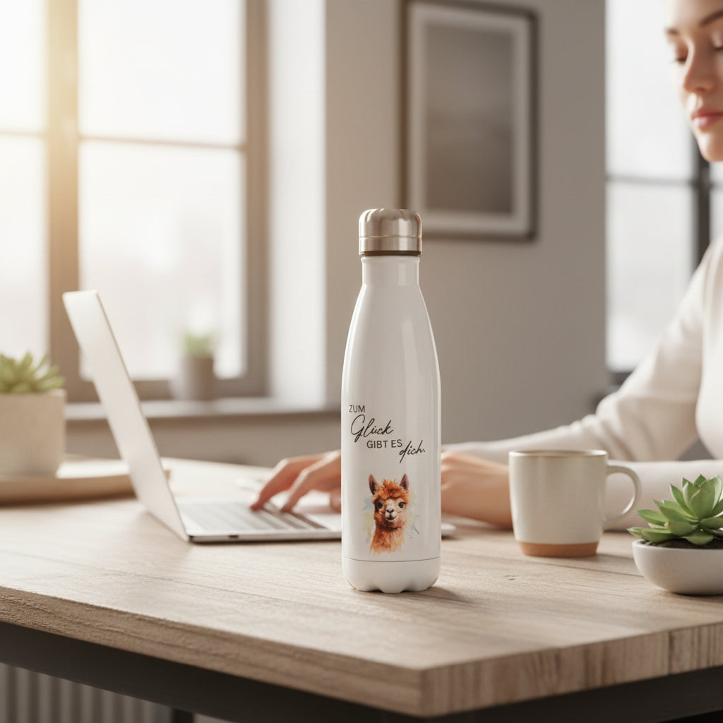 Bergverliebt® Gspürwerk  Edelstahl-Thermotrinkflasche 500 ml "Alpaka"