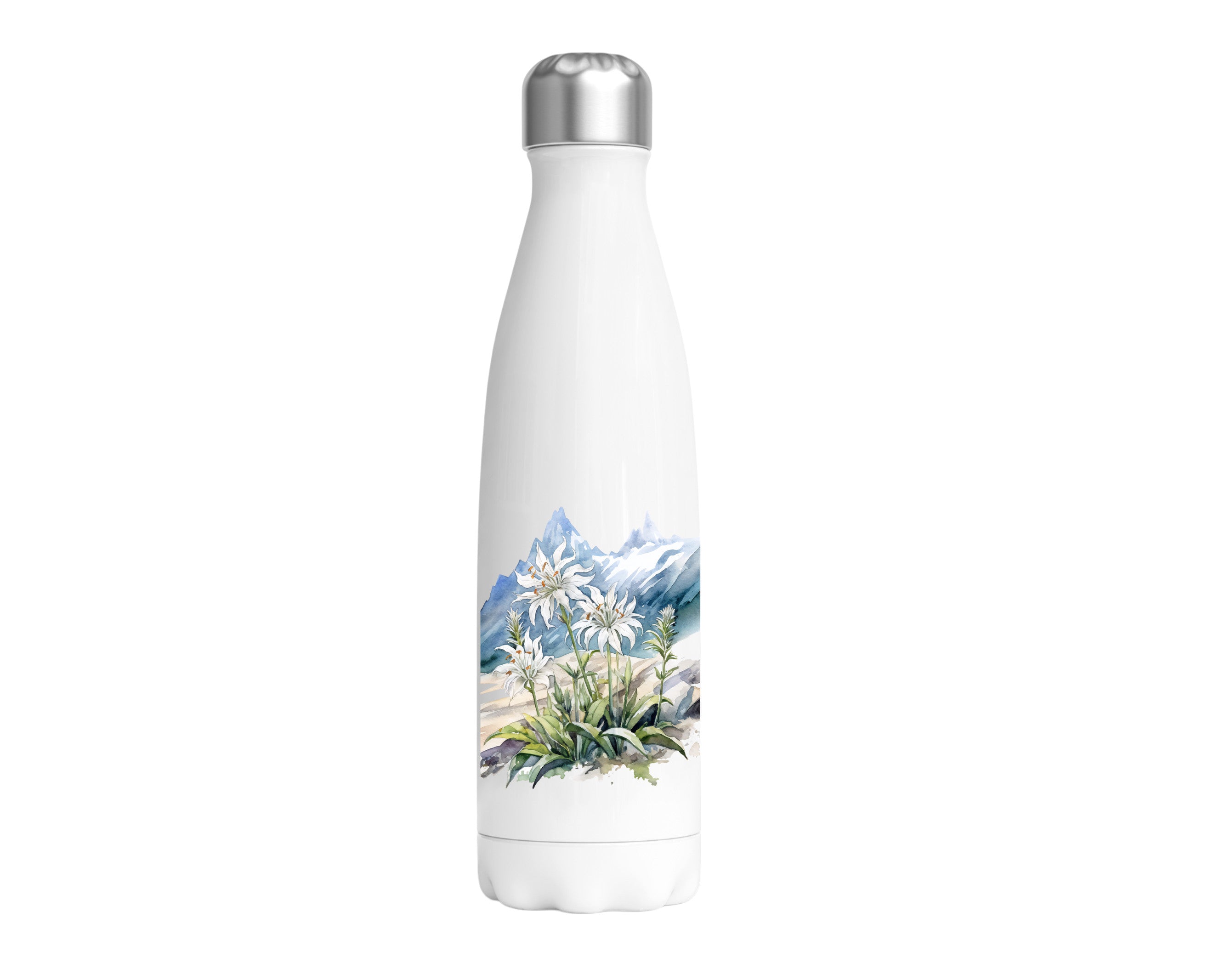 Edelstahl-Thermoflasche "Alpensommer Edelweiß" weiß 500 ml