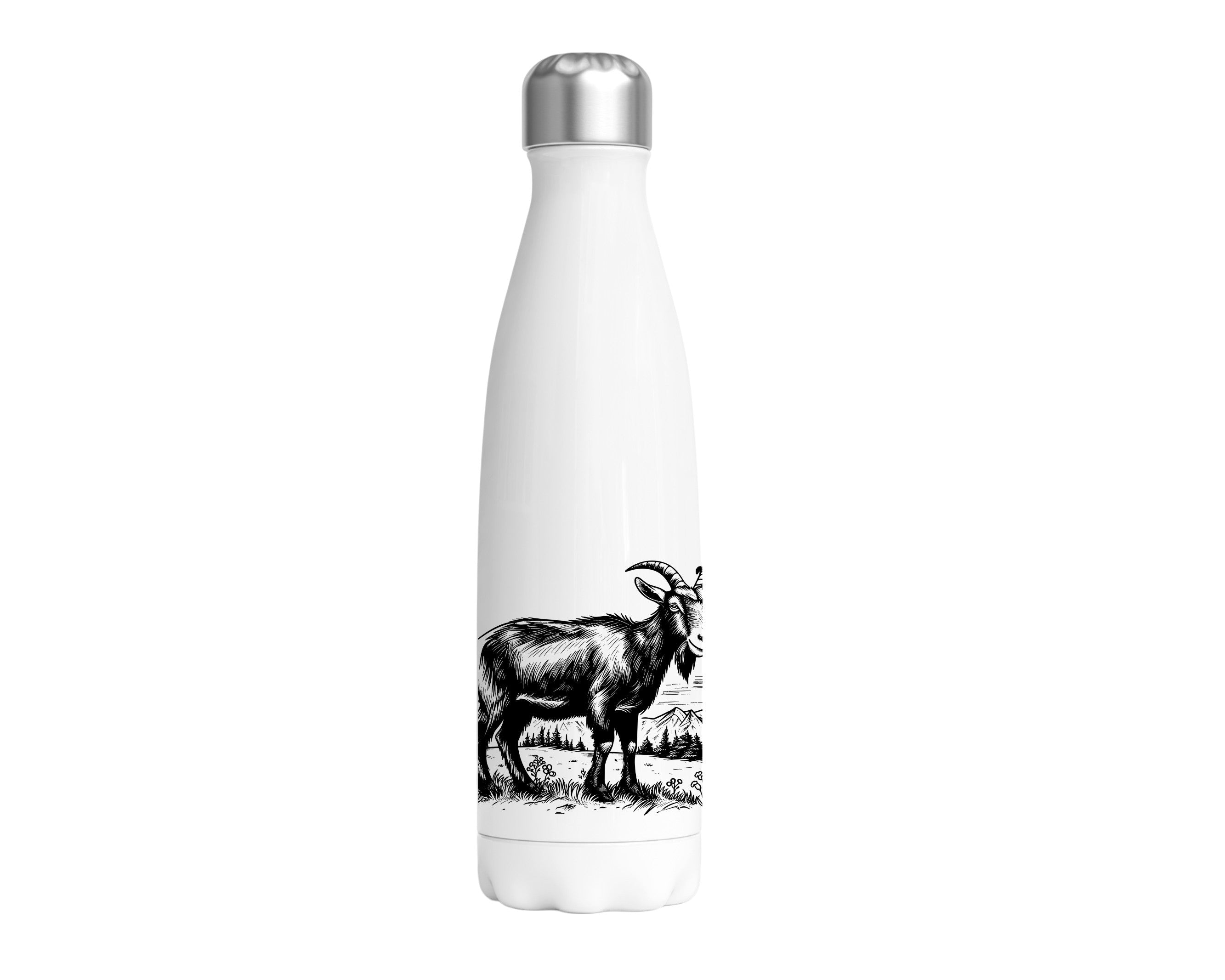 Edelstahl-Thermoflasche "Berggoaß" weiß 500 ml