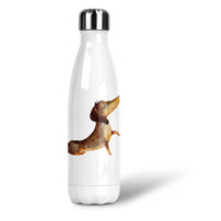 Edelstahl-Thermoflasche "Dackel Bazi" weiß 500 ml