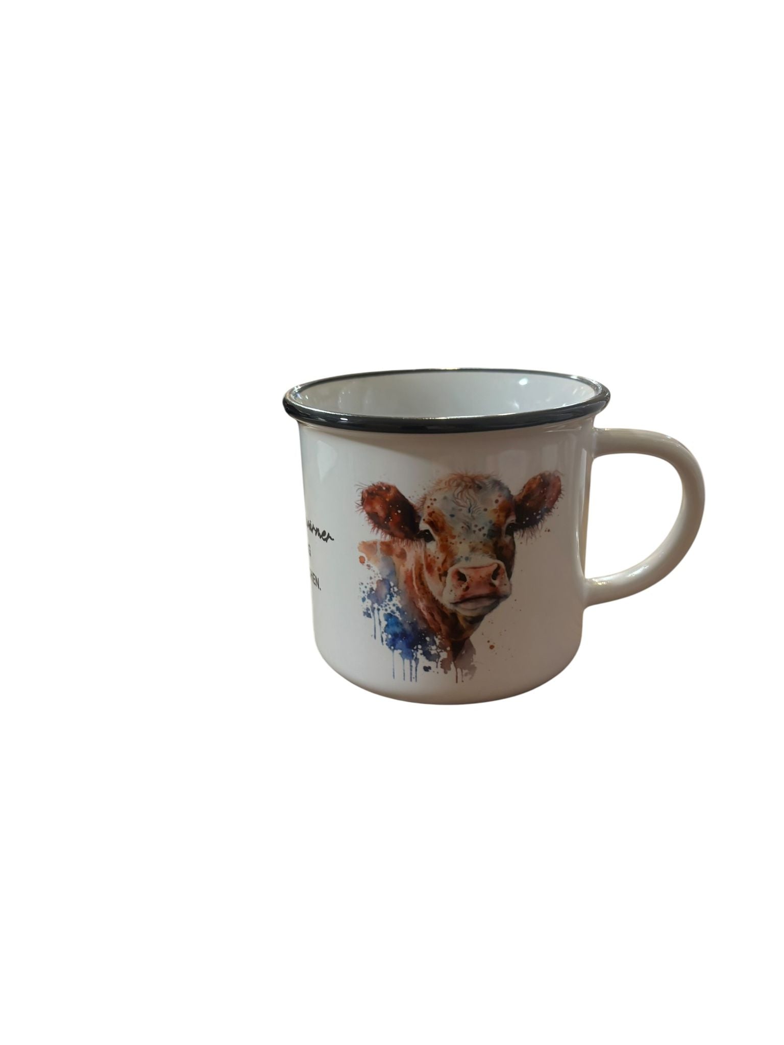 Bergverliebt® Gspürwerk Keramiktasse Emaillelook "Kuh"