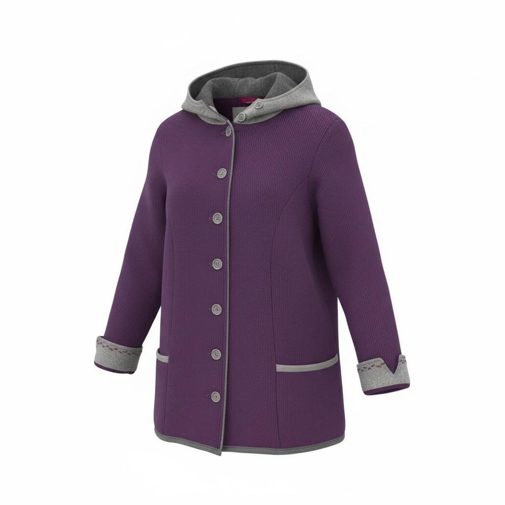Litzlfelder Strickmantel "Theresia" lila/grau