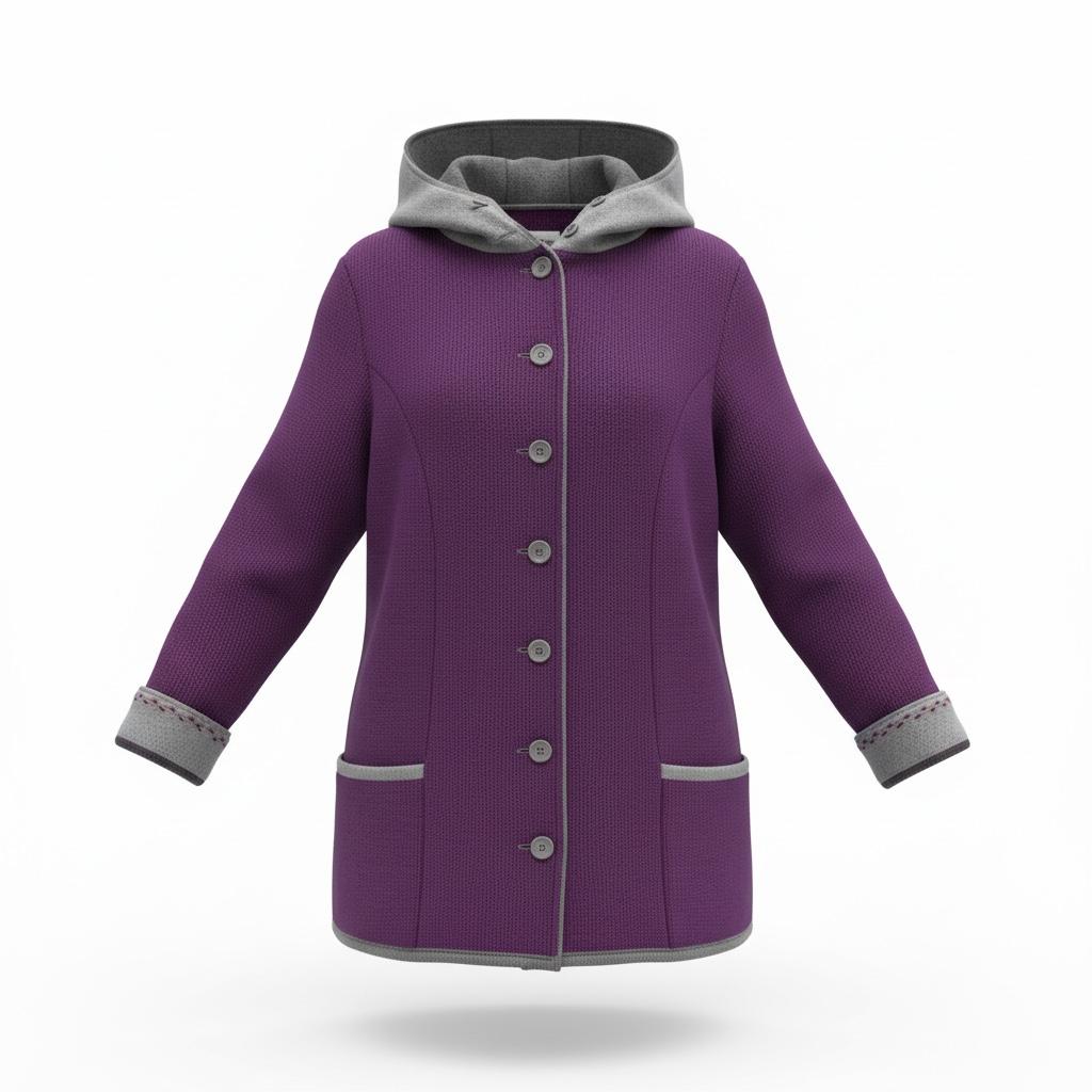 Litzlfelder Strickmantel "Theresia" lila/grau