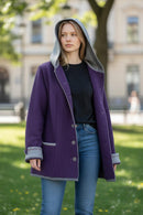 Litzlfelder Strickmantel "Theresia" lila/grau