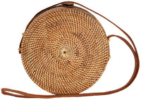 "Hoamatkorb" Runde, hangefertigte Rattan-Umhängetasche